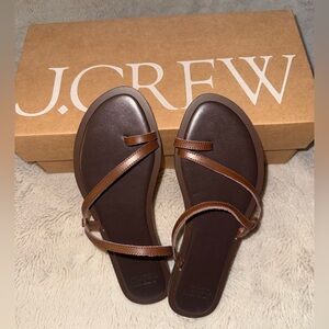 J. Crew Carsen Made-in-Italy Toe-Ring Sandals in Leather